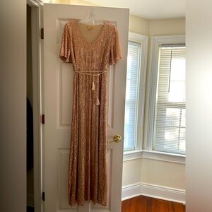 Pink Sequin Short Sleeve Maternity Maxi Dress from PinkBlush Maternity NWT